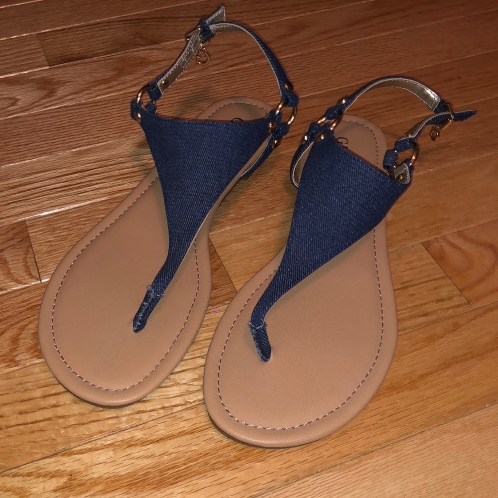 Blue denim-like sandals